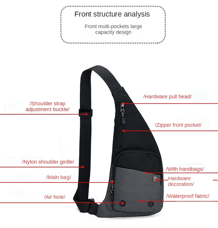 Men's New Trendy Casual Leisure Travel Sport Outdoor Pack Messenger Crossbody Sling Chest Bag Suit For Male Ladies