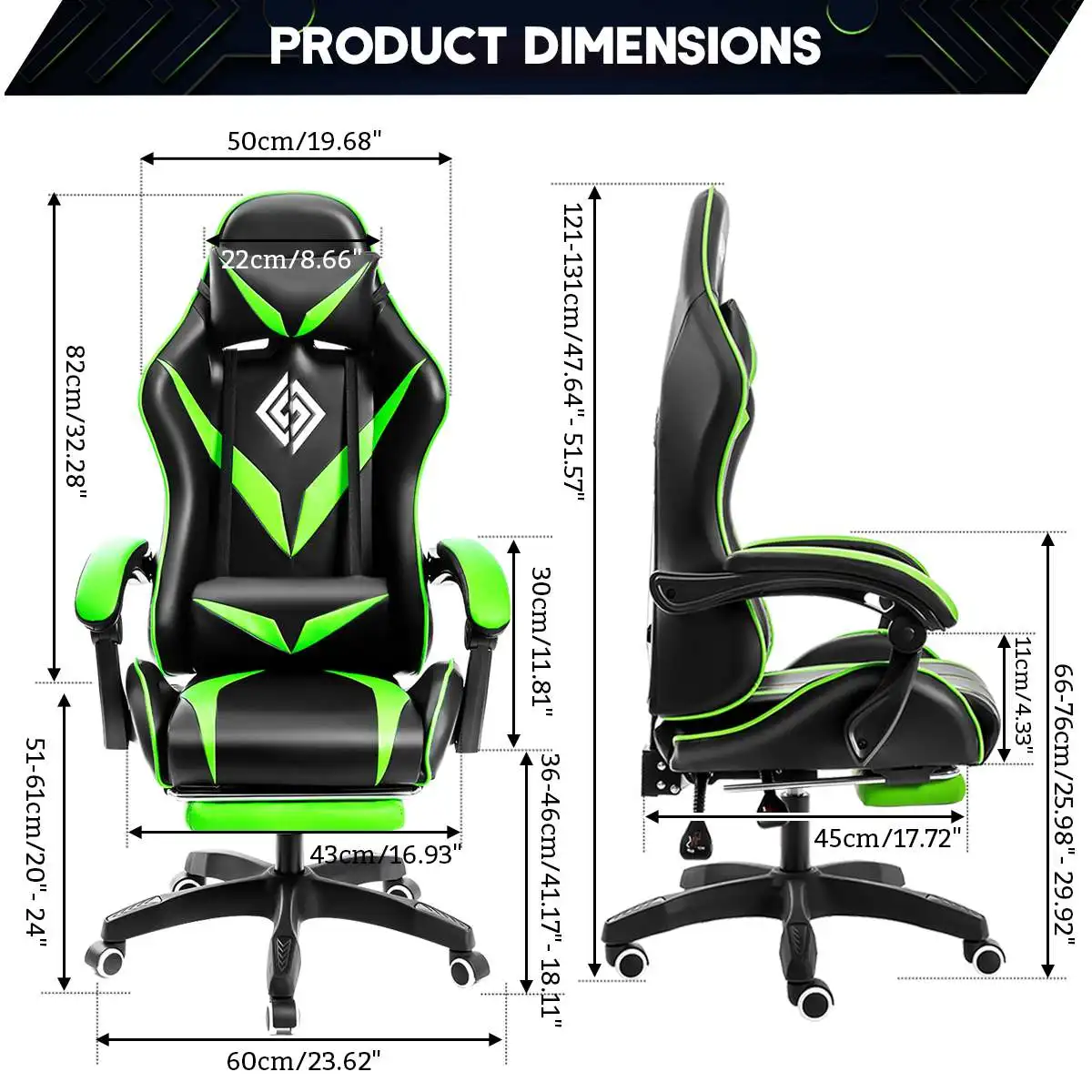 Gaming Chair Massage Racing Computer Desk Chairs Headrest Ergonomic Massage Lumbar Support High Back Adjustable Swivel Chair