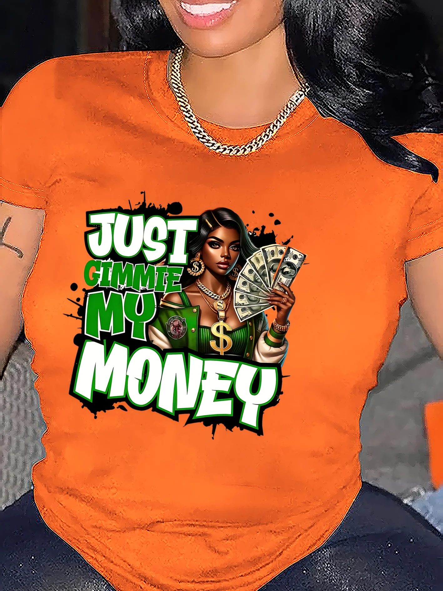 Just Gimmie My Money Women's Tee - Bold Graphic, Casual White Top - Image 4