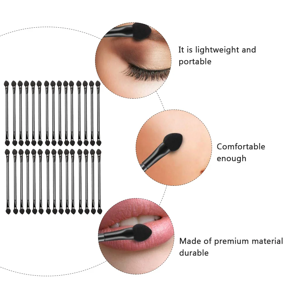 

30Pcs Lightweight Eyeshadow Brush Double-Headed Essential Makeup Tool Eye Shadow Applicator for Women Portable Brush