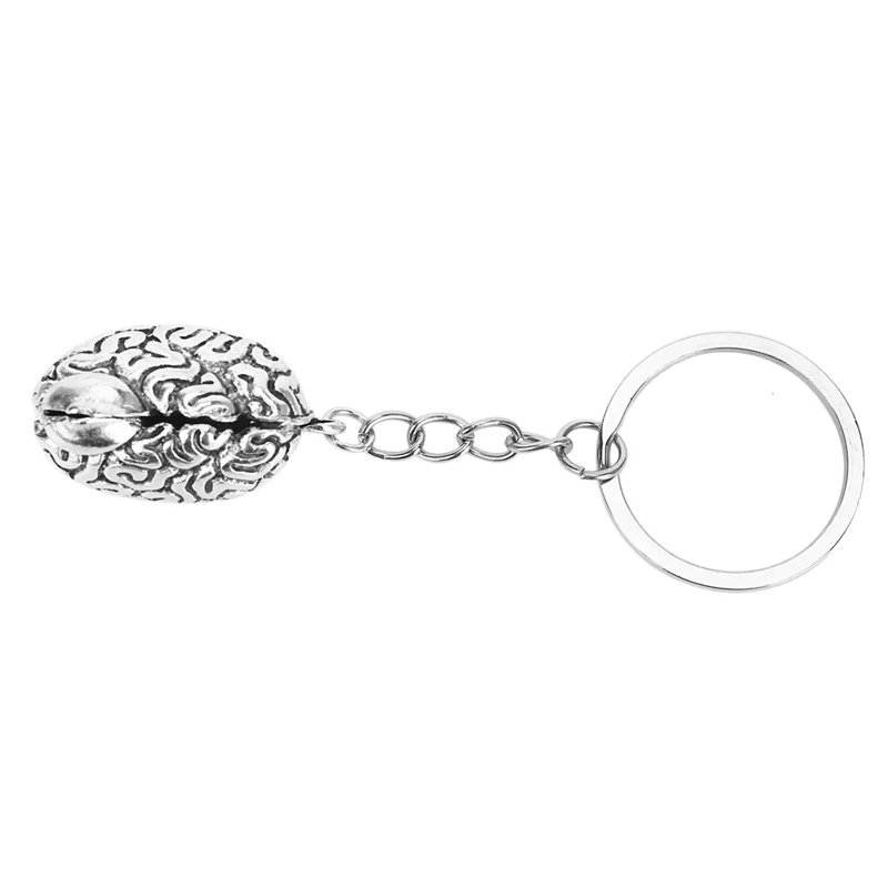 N93R 5X Brain Keychain Alloy Smart Brainiac IQ Key Ring Fob Chain Medicine Human