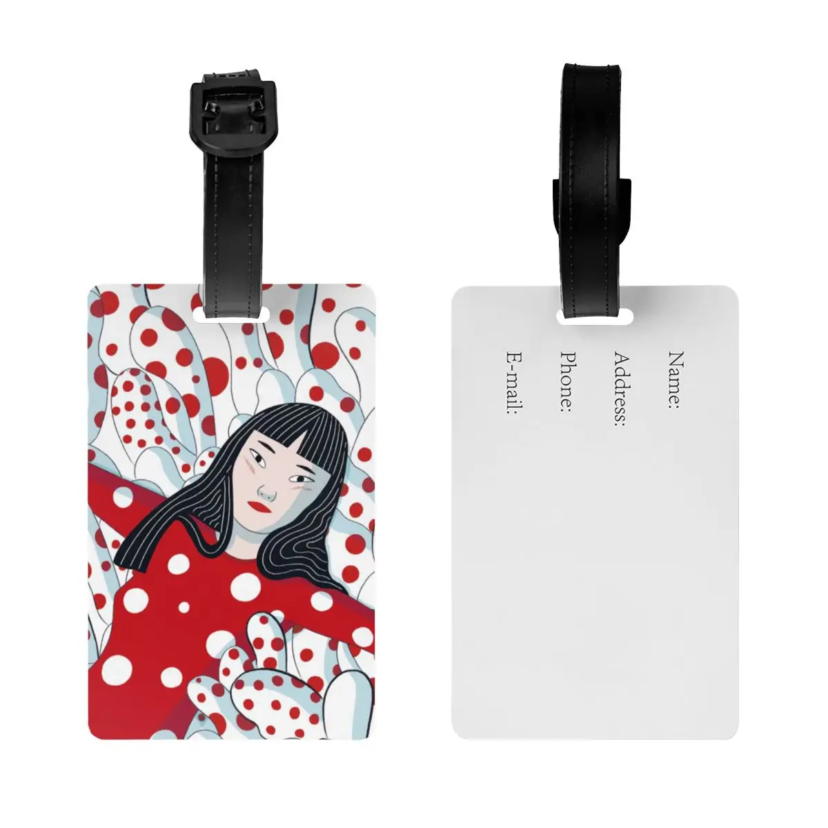 Custom Yayoi Kusama Abstract Art Luggage Tag With Name Card Privacy Cover ID Label for Travel Bag Suitcase