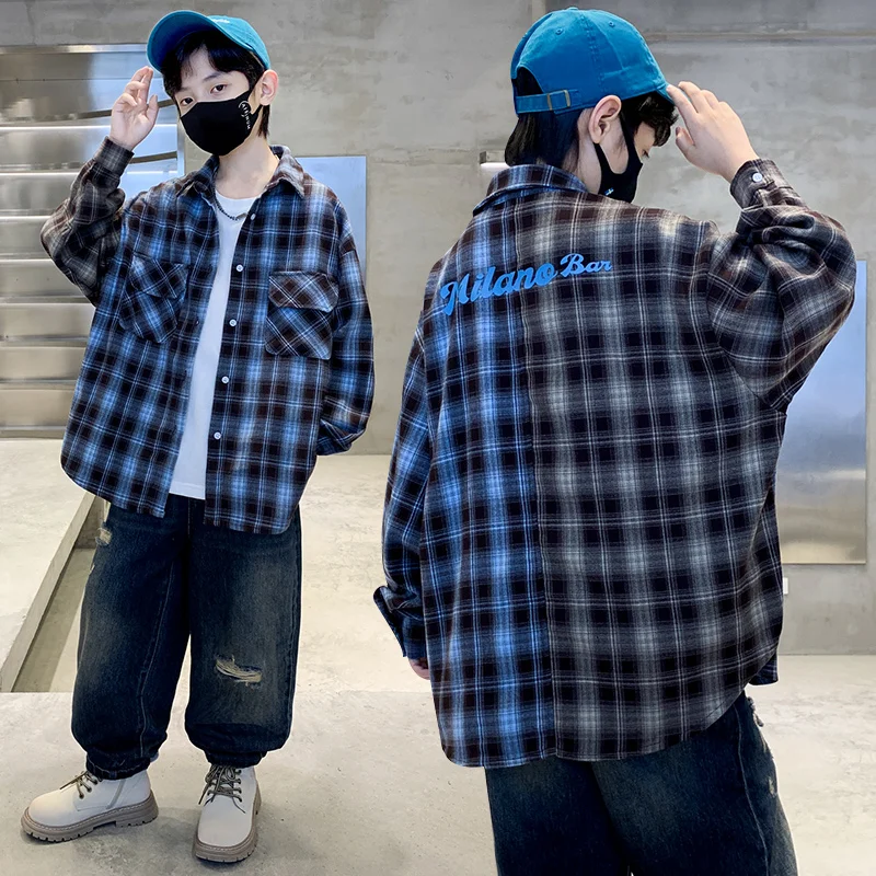 

Baby Boy Long Sleeves Plaid Shirt Child Autumn Classical Jacket Boys Shirt Outdoor Wear Tween Boy Casual Fashion Coat Ages 4-14Y
