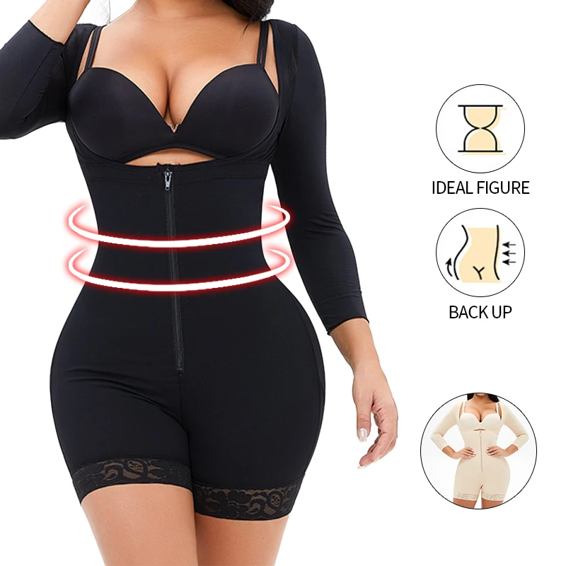 Shapewear Bodysuit Bodys Waist Trainer Tummy Control Body Shapers Arm Shaper Zipper Plus Size Romper Slimming Underwear S-6XL