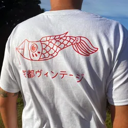 Kyoto Vintage Style White Printing Unisex T Shirt Short Sleeve Cotton Summer Tops Tees Ins Fashion Harajuku Style Graphic Shirts
