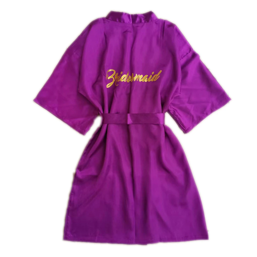 

New Bride Bridesmaid Robes For Women Gown Wedding Gift Bathrobe Night shirts Short Sleepwear Women Flower Kimono Satin Robes