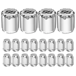 Golf Cart Chrome Wheel Lug Nuts and SS Hub Cap Covers Kit for EZGO/Club Car OEM 1010984 1011390 14723-G1-W