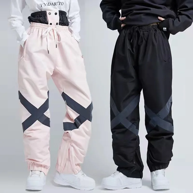 

MUTUSNOW Winter Fashion Reflective Warm Breathable Men And Women's Ski Pants Outdoor Couple Waterproof Snowboarding Trousers