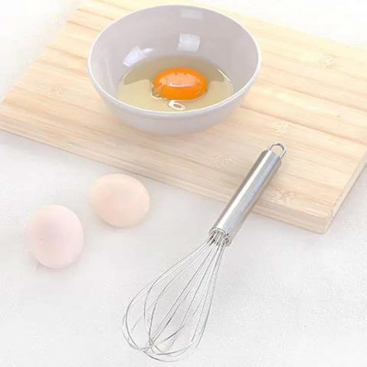 New 2024 8/10/12 Inch Egg Whisk 6 Wire Stainless Steel Kitchen Balloon Whisks Manual Egg Beater Blender Egg Mixing Mixer Tools