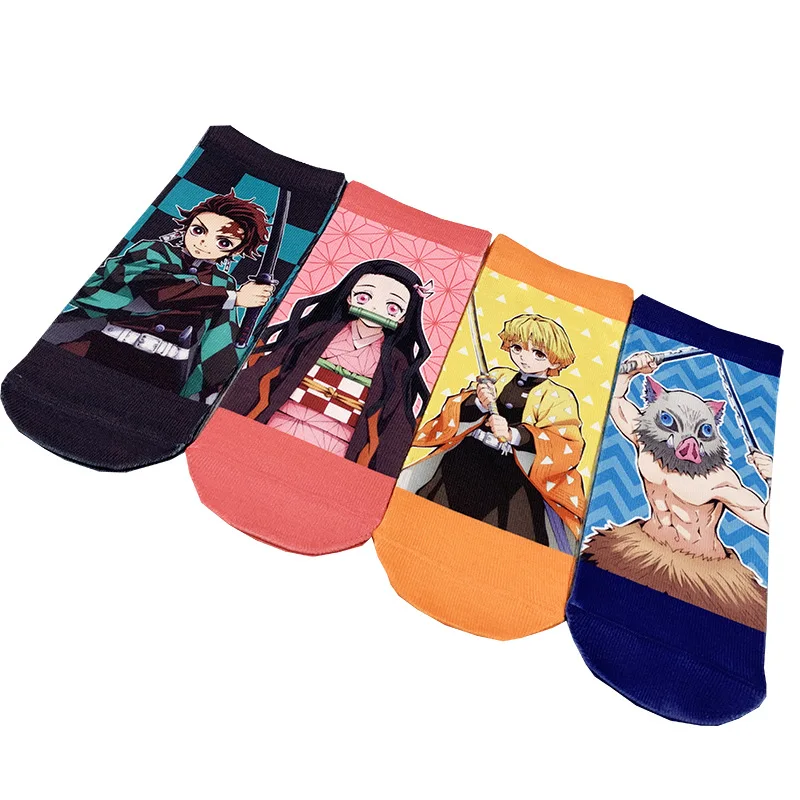 Anime Demon Slayer Kimetsu no Yaiba Kamado Tanjirou Nezuko Cosplay Socks Cartoon Halloween Props Printed Socks Ankle Socks