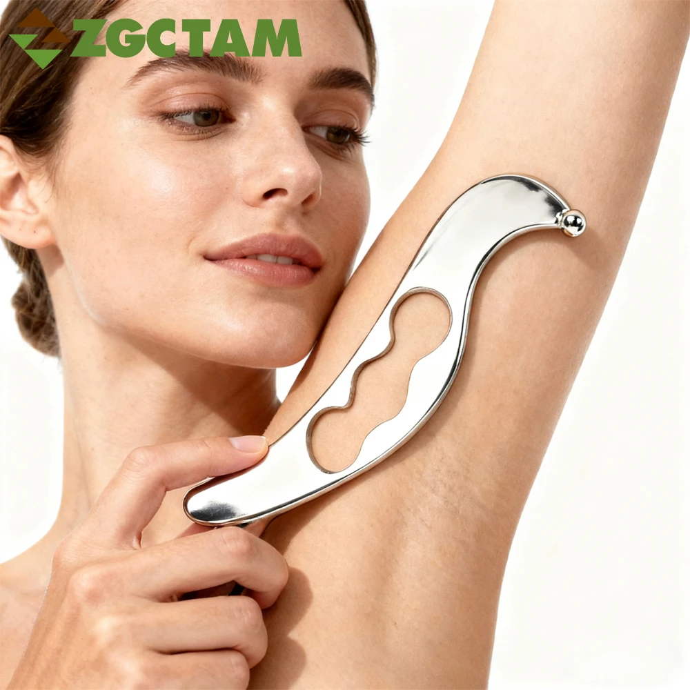 

Профессиональный скребок для мышц из нержавеющей стали, 1 шт., металлический Гуа Ша для лимфодренажного массажа лица, шеи и тела и ухода за кожей