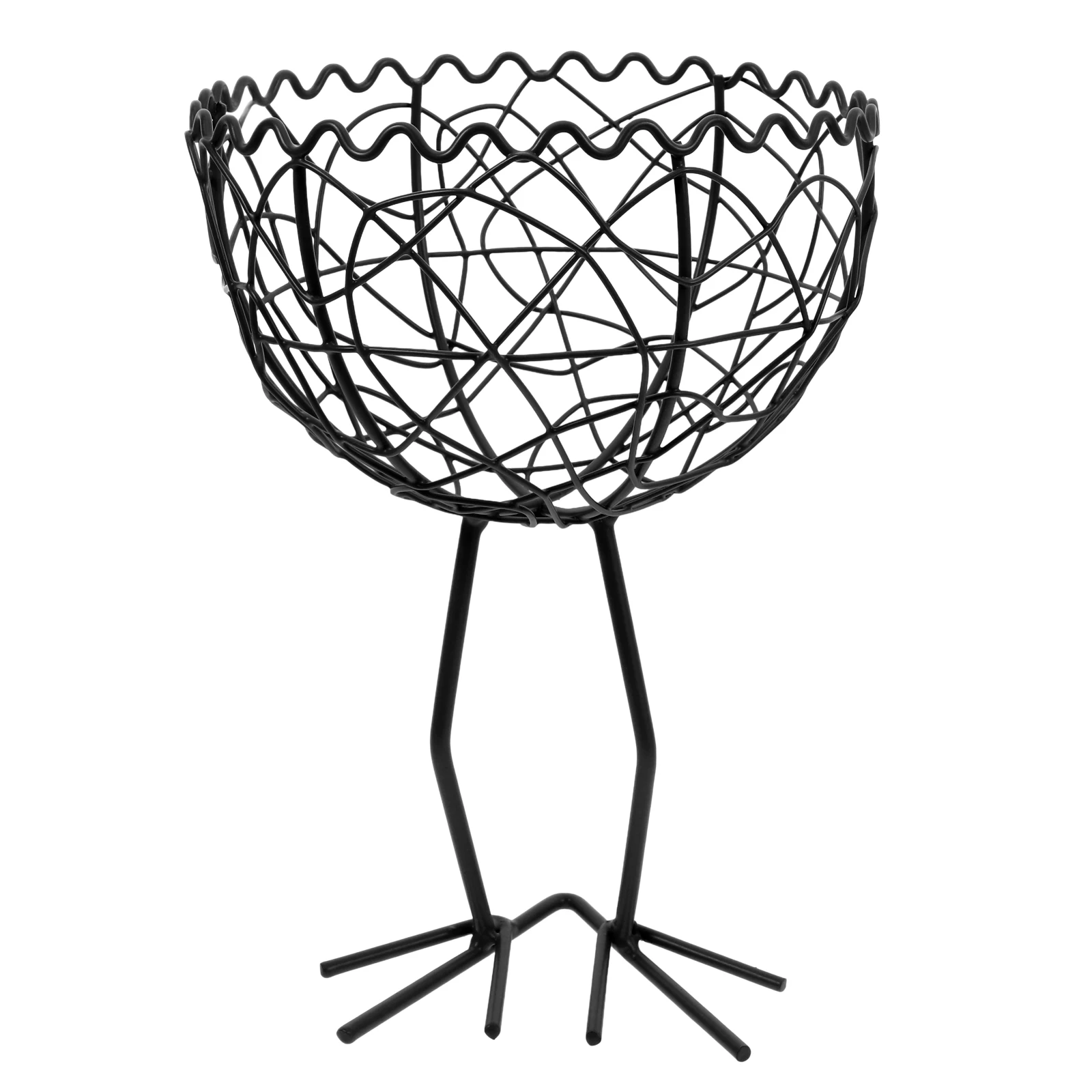 

Iron Woven Fruit Basket Black Storage Tray for Kitchen Desk Metal Wire Baskets Decorative Vintage Durability Long Use Compact