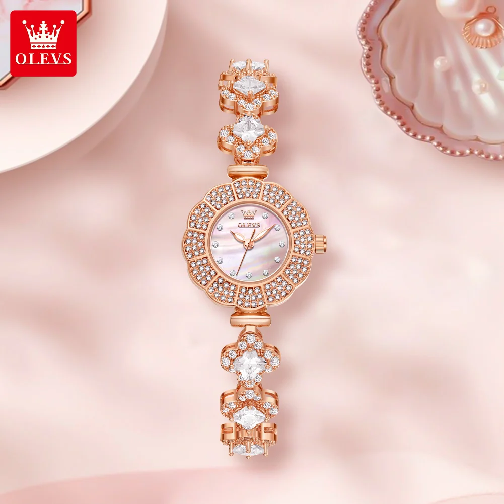 OLEVS-relojes de cuarzo de oro rosa para mujer, reloj de pulsera elegante, resistente al agua, de lujo, a la moda, nuevo