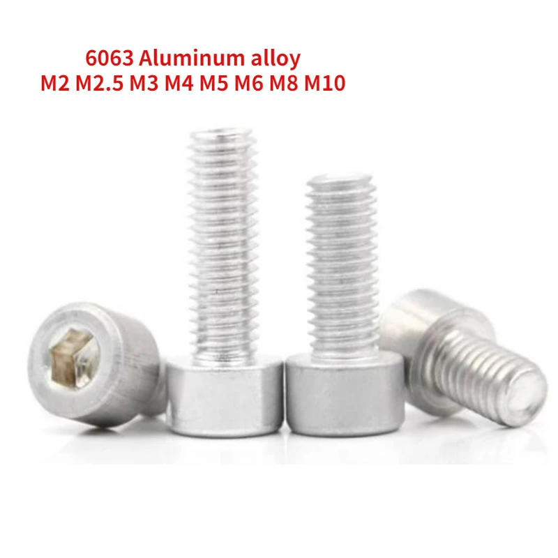 10-200pcs 6063 Aluminum Alloy Cup Hexagonal Bolt Aluminum Cylindrical Screw M2 M2.5 M3 M4 M5 M6 M8 M10