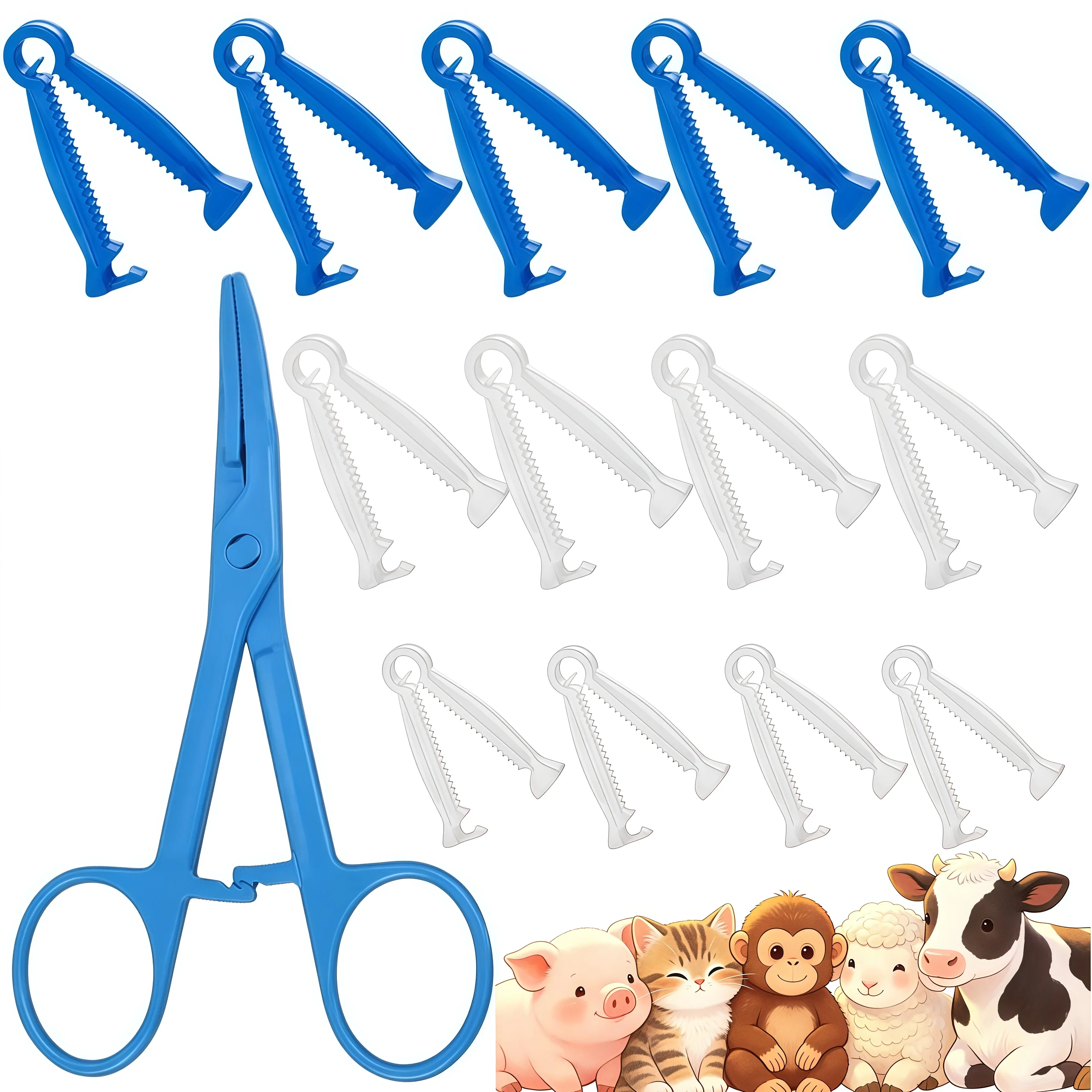 

6Pcs Veterinary Disposable Umbilical Cord Clips + Hemostatic Forceps Set, Multiple Colors Available, Newborn Animal Umbilical Cord Cutting Tool, Essential for Pet Delivery, Newborn Animal Care Tool, Suitable for Kittens, Puppies, Lambs, Cows and Other Sma