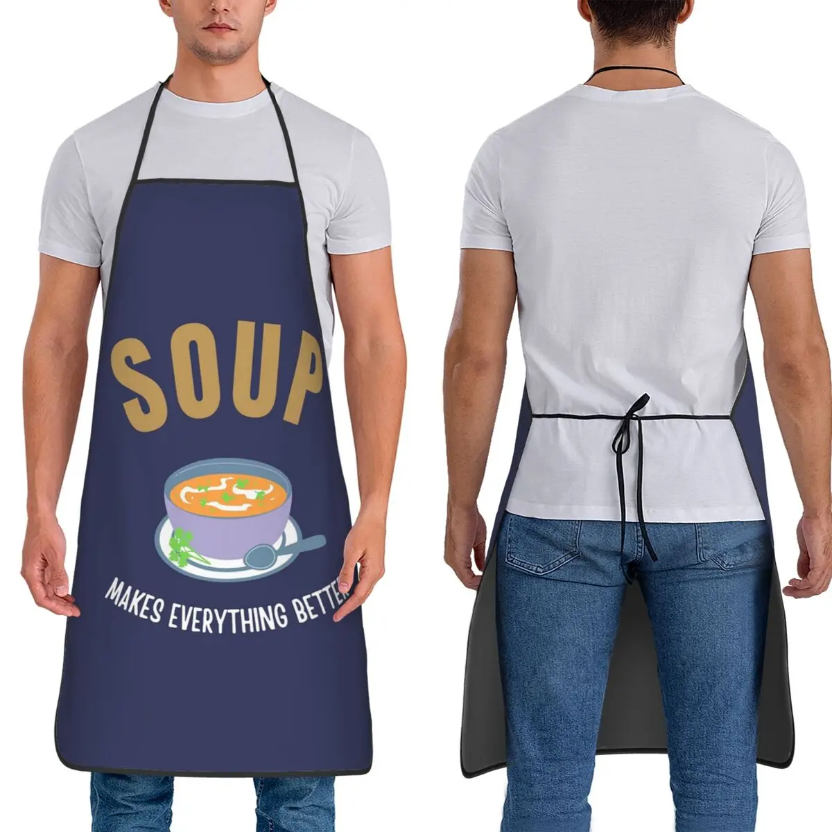 

Суп делает все лучше фартук шеф-повар кулинария кухня Tablier водонепроницаемый нагрудник кухонный сарафан для уборки для женщин и мужчин живопись
