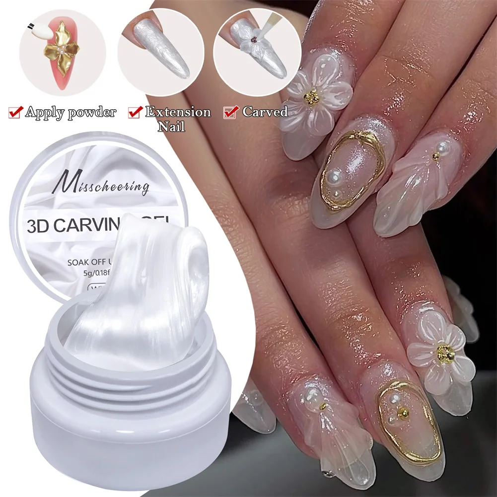 3d escultura gel unhas artes branco pérola uv led curado escultura gel para escultura 3d/escultura arte do prego extensão manicure diy