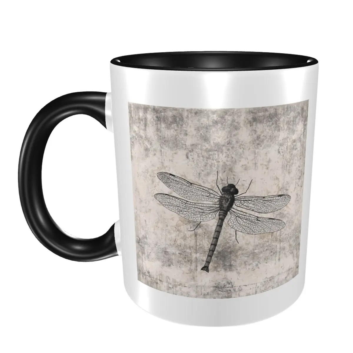 

Винтажная кружка со стрекозой, забавные керамические кофейные чашки, чайные кружки, чашка для молока, посуда для напитков, подарки для женщин и мужчин