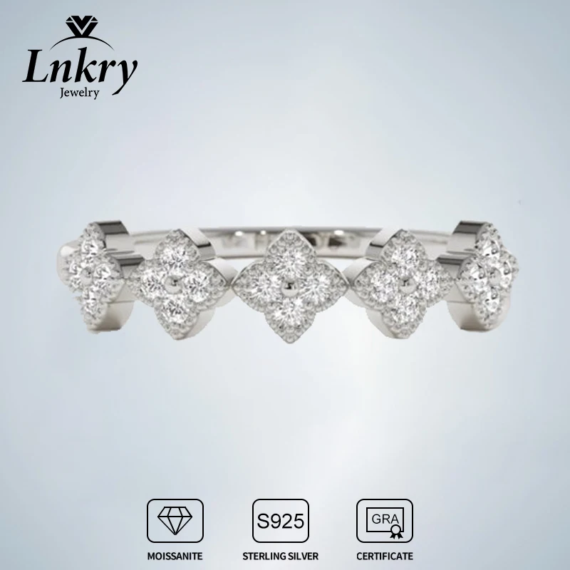

Lnkry 14-каратное позолоченное сертифицированное кольцо с муассанитом GRA, anillo plata 925 пробы, обручальные кольца с клевером, ювелирное изделие, подарок