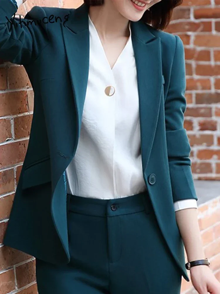 Yitimuceng Black Elegant Office Suit Jacket New Fashion Long Sleeve Solid Color Slim Fit Suit Collar Single Button Women Blazers