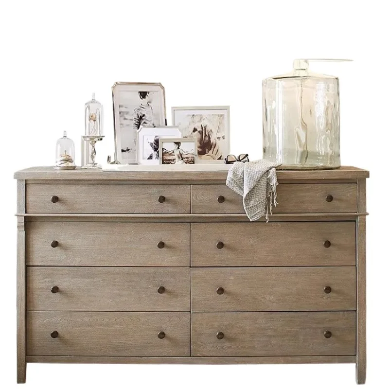 

American retro six-chest cabinet solid wood porch large capacity multi-drawer storage cabinet