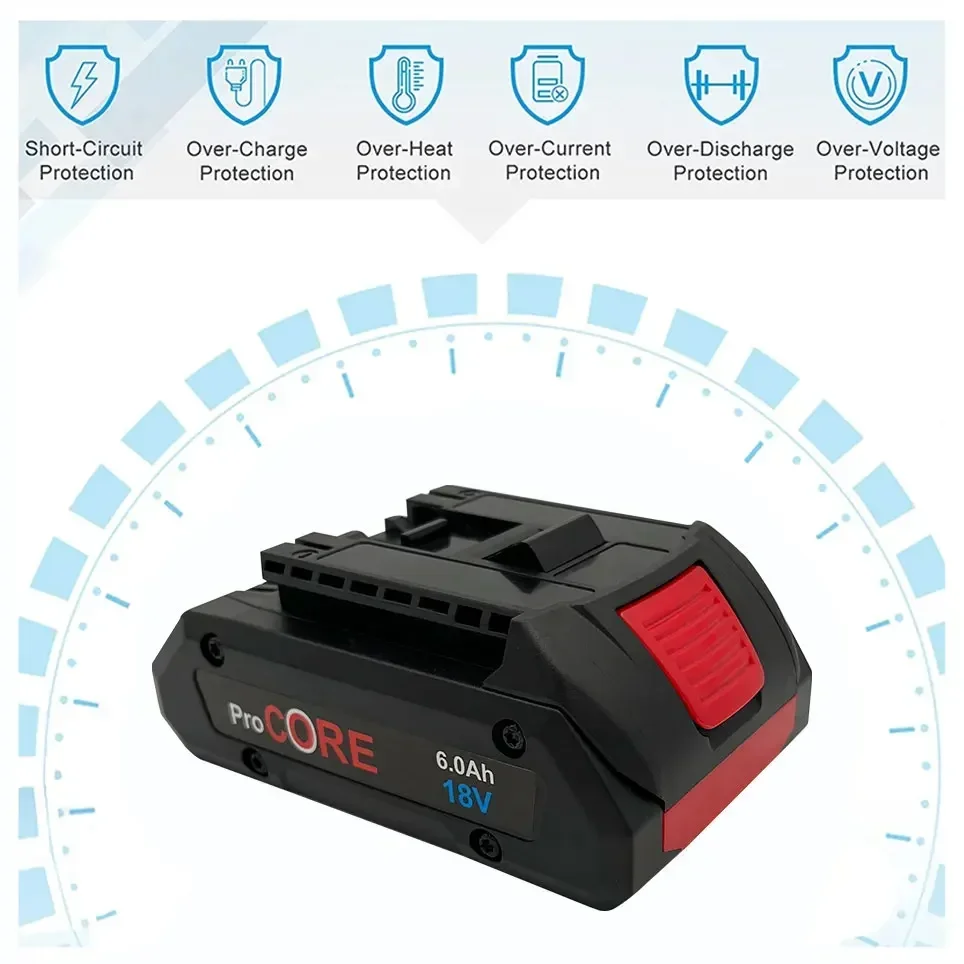 For Bosch 18V 6.0AH ProCORE Replacement Battery for Bosch Professional System Cordless Tools BAT609 BAT618 GBA18V80 21700 Cell