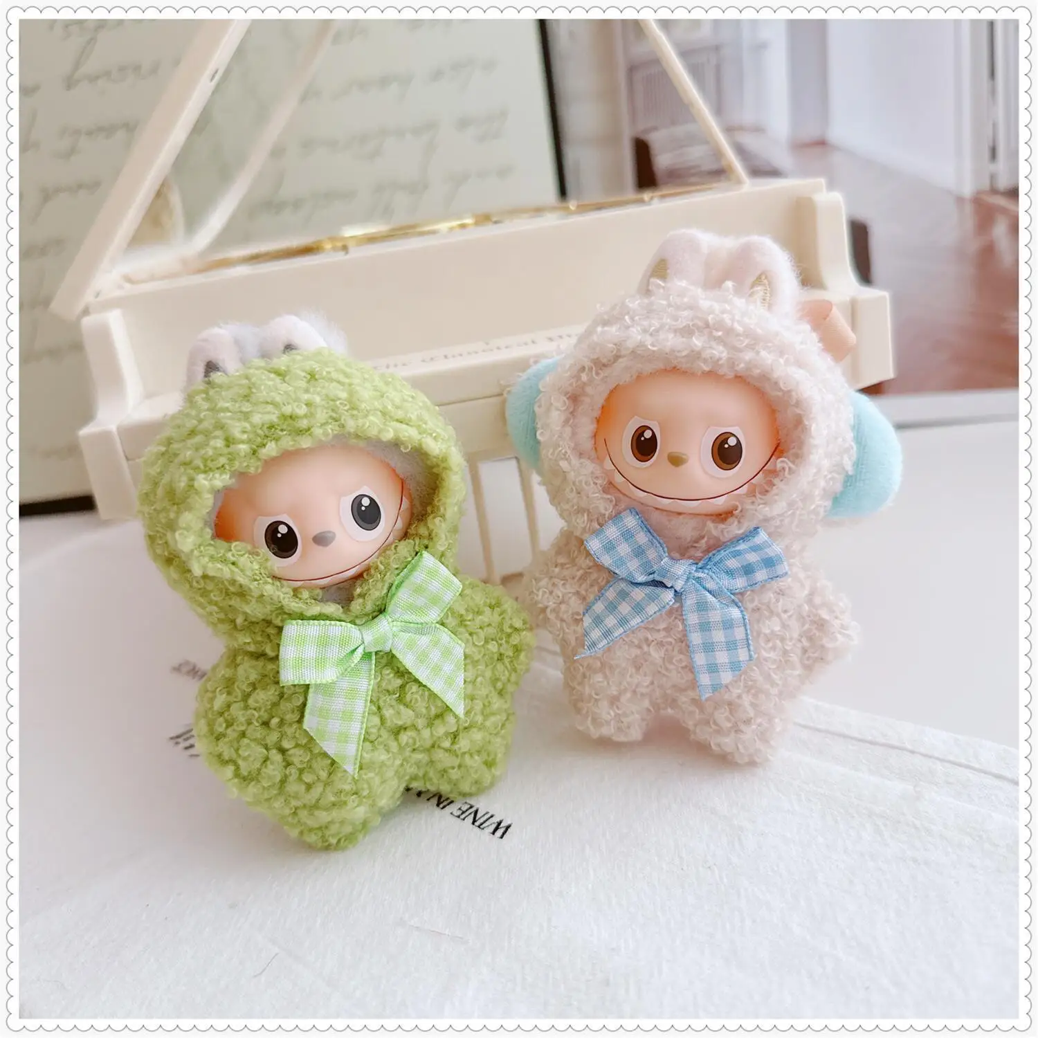 

10cm Labubu Doll Clothes 4.0 Heart Code Series Cute Animal Fleece Onesies Mini Outfits Dinosaur Rabbit Cat Bear Deer For 4th Gen