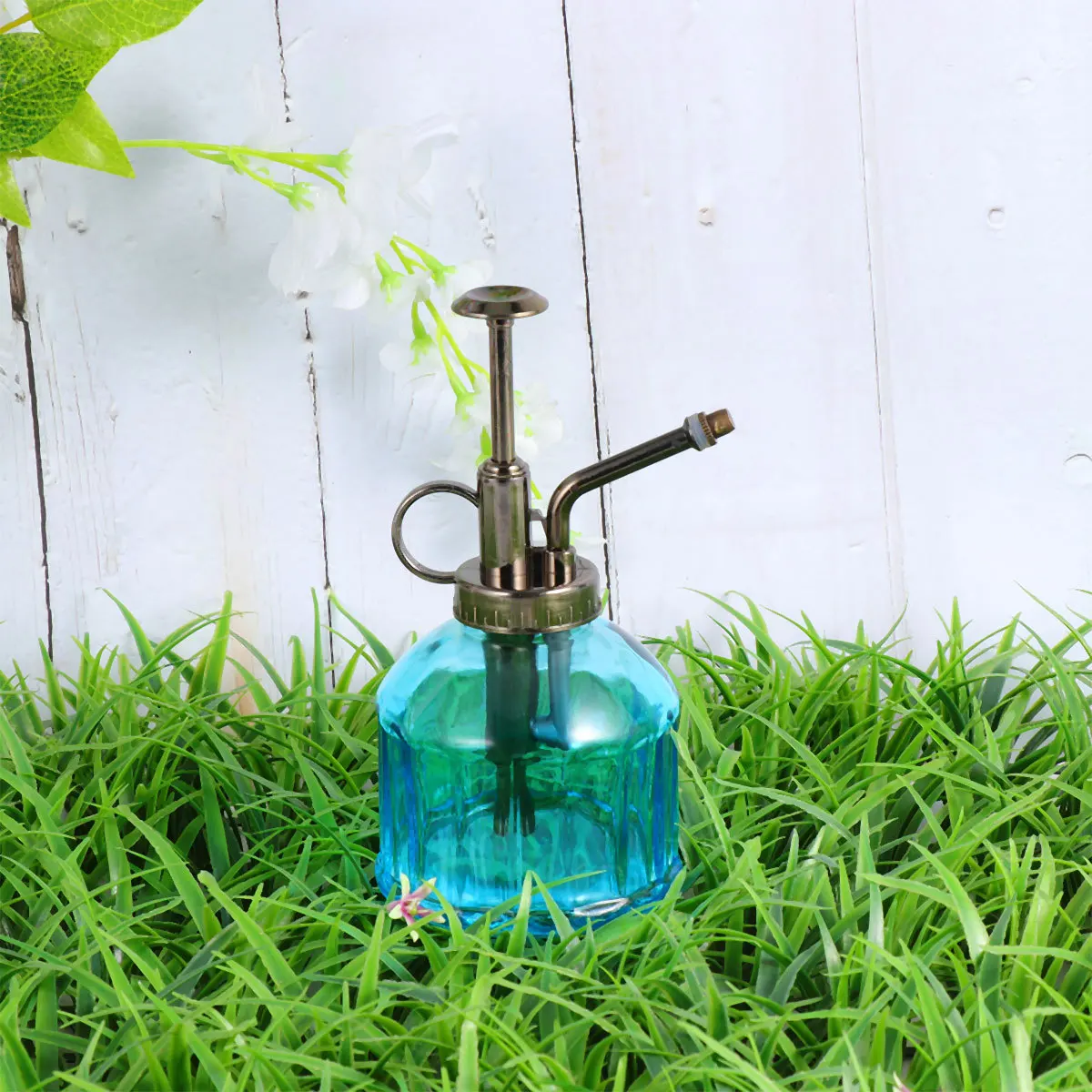 1 قطعة ضغط اليد الزجاج سقي غلاية خمر سعة كبيرة شفافة الجسم طويل الفم داخلي في الهواء الطلق زهرة عصارية #1