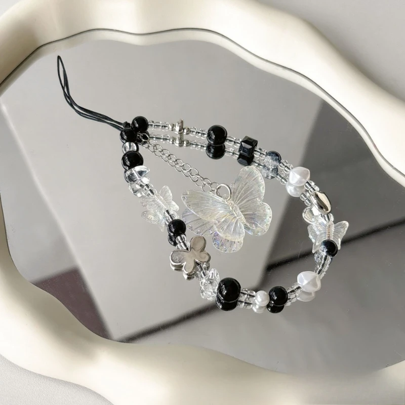 Cordón con dije de mariposa 3D para teléfono para mujer, colgante portátil de mariposa a la moda para todos los fundas de teléfono, colgante para auriculares