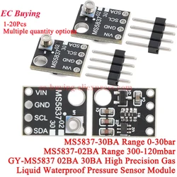 1-20Pcs MS5837 02BA 30BA High Precision Gas Air Liquid Waterproof Pressure Sensor Module 300~1200mbar 0~30bar I2C communication