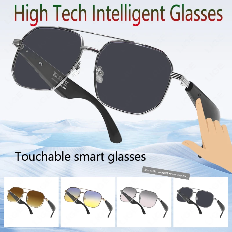 AI Smart Glasses 100+ Online Language AI Automatic Dialogue Translation Bluetooth Glasses With Speaker Sports UV Protection