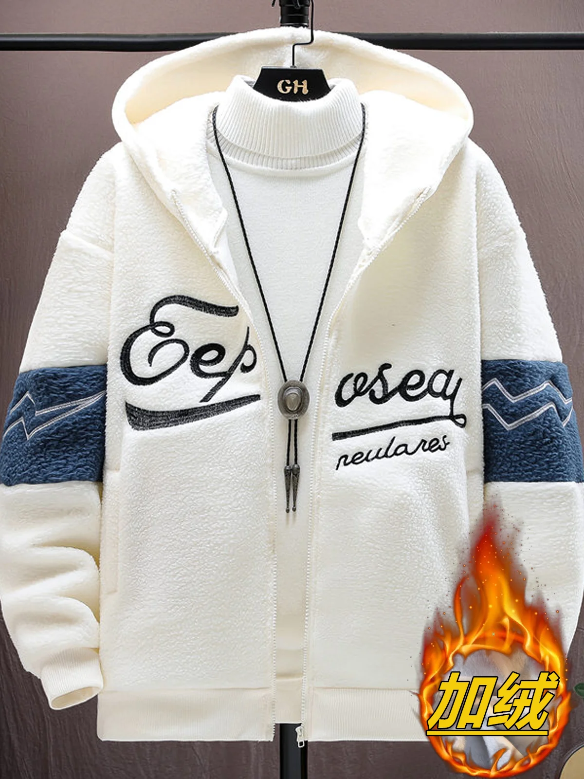 

Мужская куртка из овечьего вельвета в корейском стиле, модная, с капюшоном, теплая, на осень-зиму, с хлопковой подкладкой, верхняя одежда