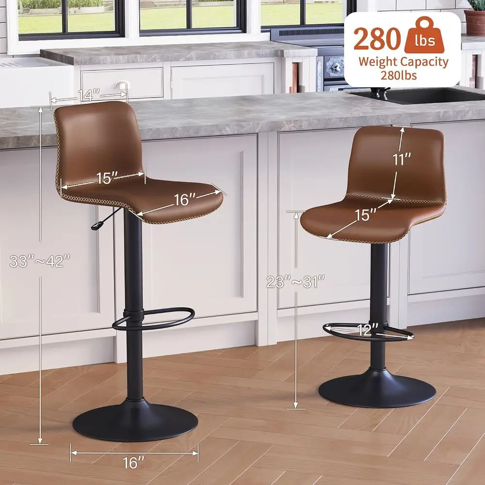 Adjustable Bar Stools Set o 3, Swivel Counter Height Bar Chairs | Curved Backrest Support, Built or Heavy Daily Use, Stable Meta