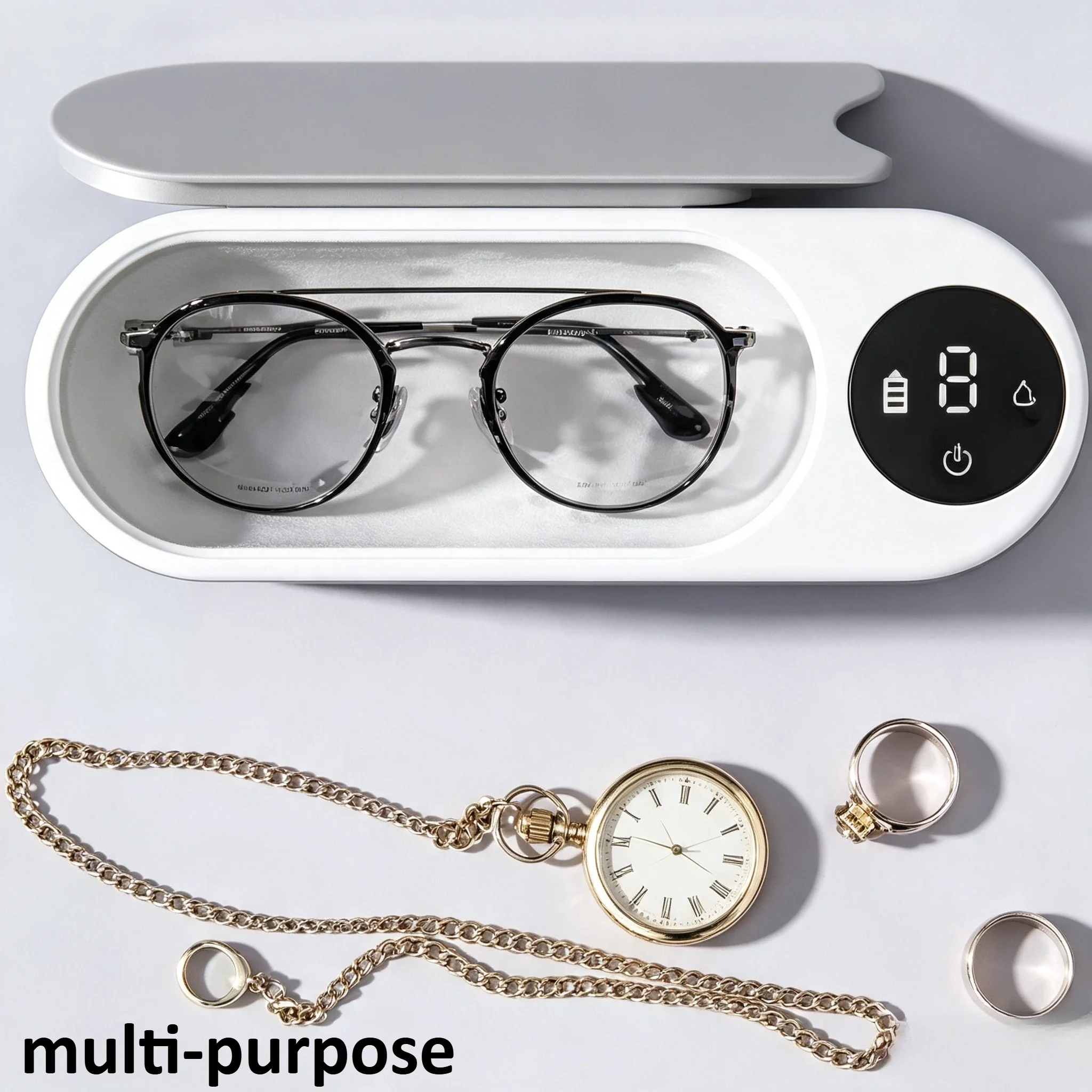 Ultrasonic Cleaner for Glasses Jewelry, Portable Sonic Cleaning Machine, USB Rechargeable Eyewear&Ring Washer,Limpador De Oculos