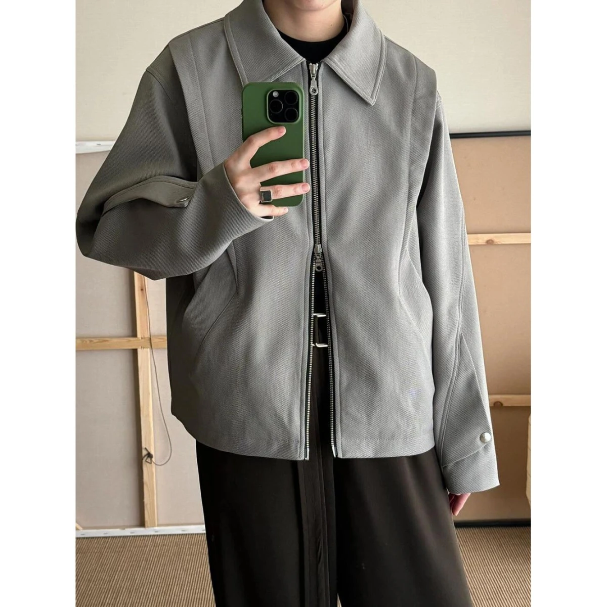 

Мужская куртка с воротником-молнией в стиле ретро, весенне-осеннее пальто пилота Cleanfit, свободная посадка из полиэстера, длинная куртка цвета свера