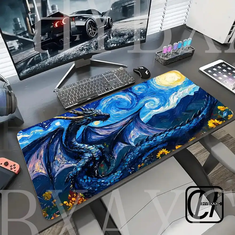 

Van Gogh-style giant dragon design MTG Playmat Magic Card Battle Mat Non-Slip Stitched Edge Commander playmat tapete HYBXAXC