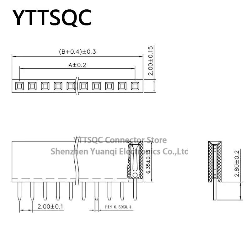 10pcs 2.0mm Single Row Female socket 40 Pin 1*40P 2*40P Connector Plastic Height 6.35mm 2mm Pitch 1x4/5/6/7/8/10/40P 1/2X40