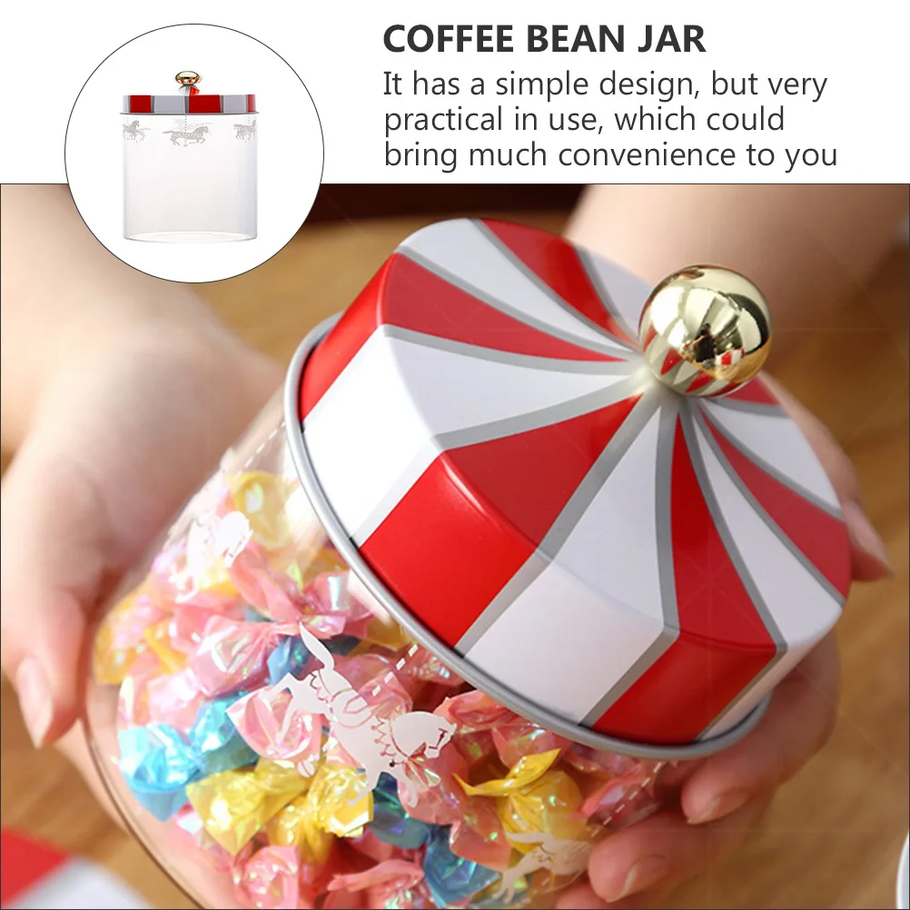

1Pcs Merry-Go-Round Pattern Storage Jar Transparent Sealed Canister for Coffee Tea Sugar Salt Food Storage Kitchen Organization