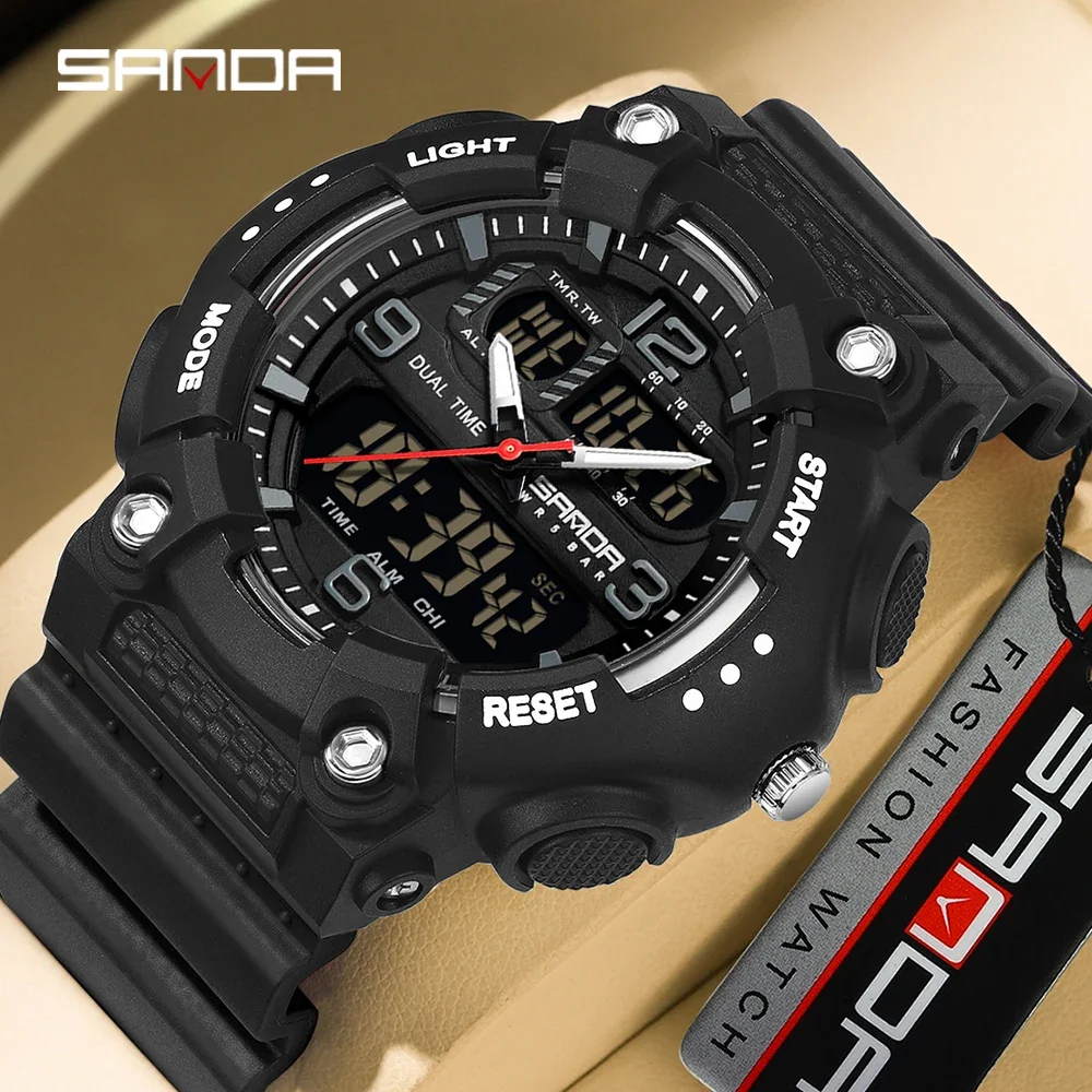 

SANDA 6181 Fashion Men's Electronic Watch Night Glow Date Multi functional Waterproof Student Men's Quartz Electronic Watches