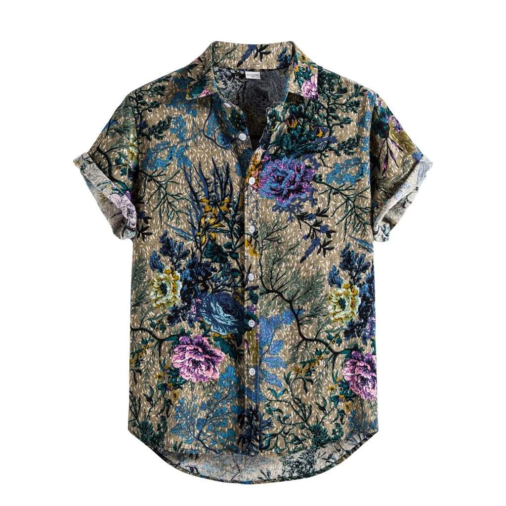 2024 New Hawaiian Floral Tropical Shirts Men Dazn Tops Summer Casual Short Sleeve Button Chemise Loose Vacation Beach Blusas