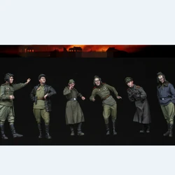 1/35 Scale Resin Figures Model Kits Scene Layout Russian Tank Crew 6 Figures Diy Miniature Toy Unassambled Unpainted Garage Kit