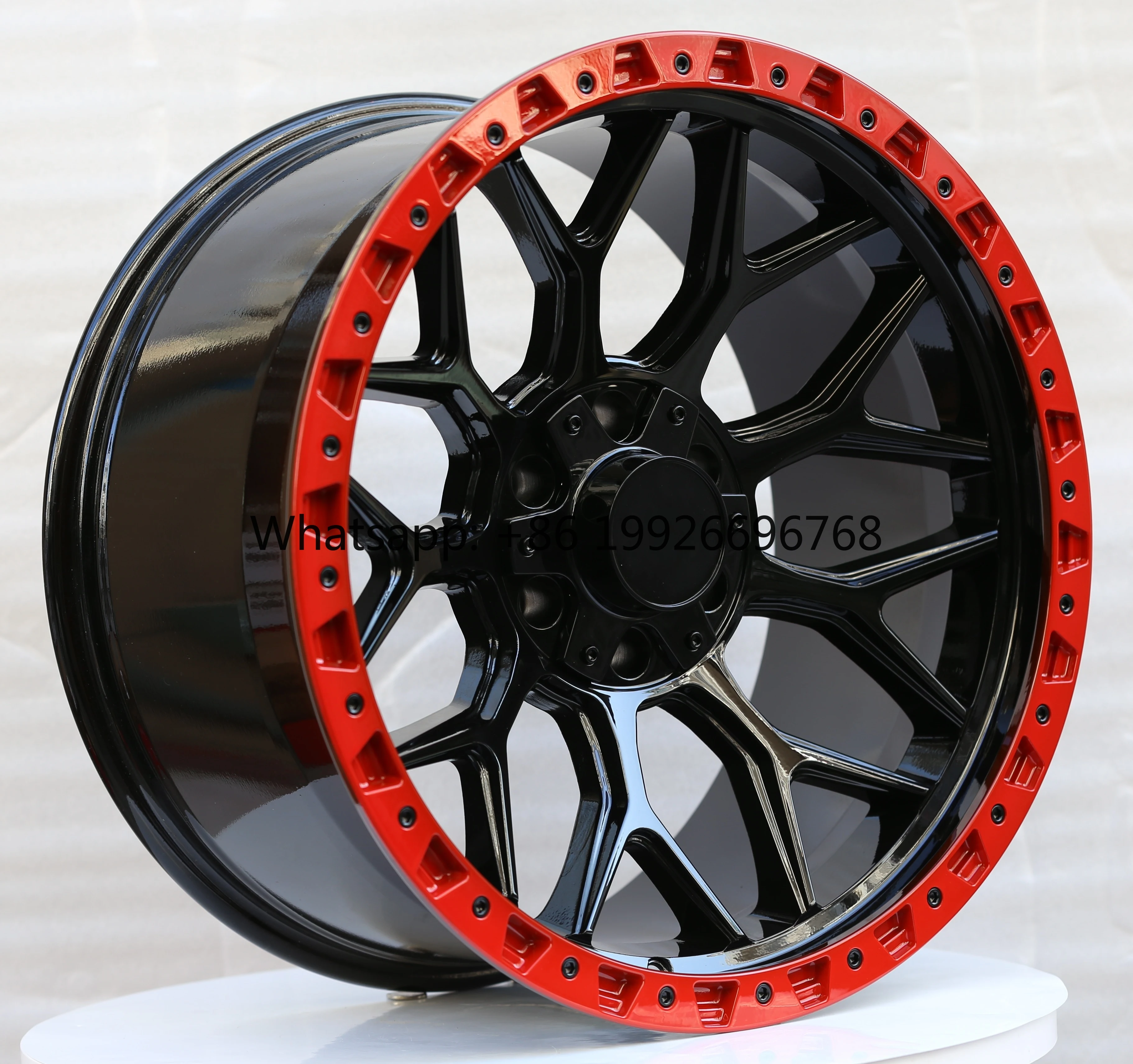 

20-дюймовые глянцевые черные литые диски 6*135/139.7 с красным ободом для внедорожников, подходят для Chevrolet