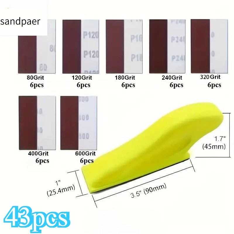 43/57Pcs Mini Manual Detail Sander 3.5