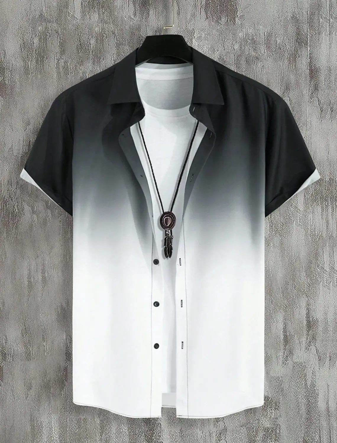 Fashion Men\'s Shirt for men Gradient Tops Summer Men\'s Clothing New Casual Short-Sleeved Buttons Loose Blouse Hawaiian Shirts