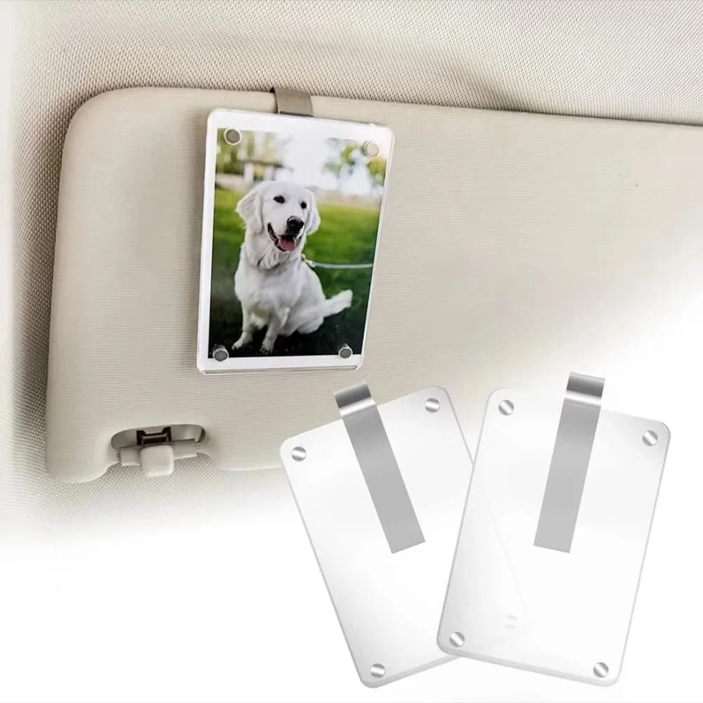 Lightweight Sun Visor Photo Holder Waterproof Transparent Magnetic Acrylic Photo Clip UV Protection Photo Frame