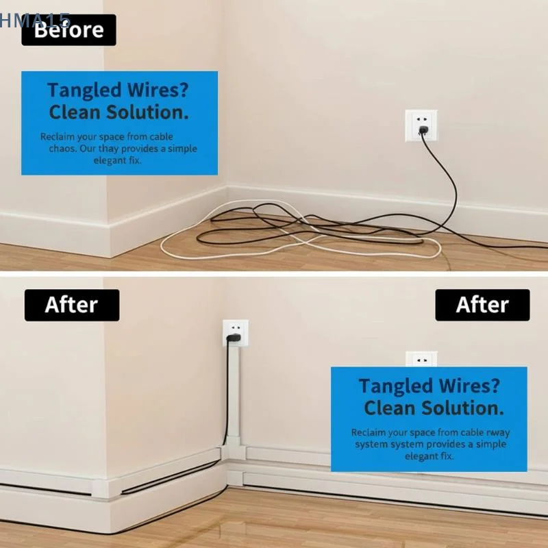 【YA】Wall Cord Cover Raceway Kit 10PCS Set Cable Concealer for TV Cable Management in Living Room Office