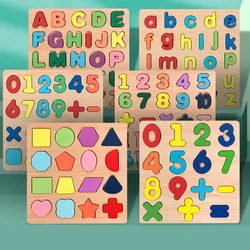 Kids Alfabetische Rekenkundige Nummer Geometrische Vormen Houten Puzzel Montessori Preschool Learning Educatief Spel Speelgoed Voor Kinderen