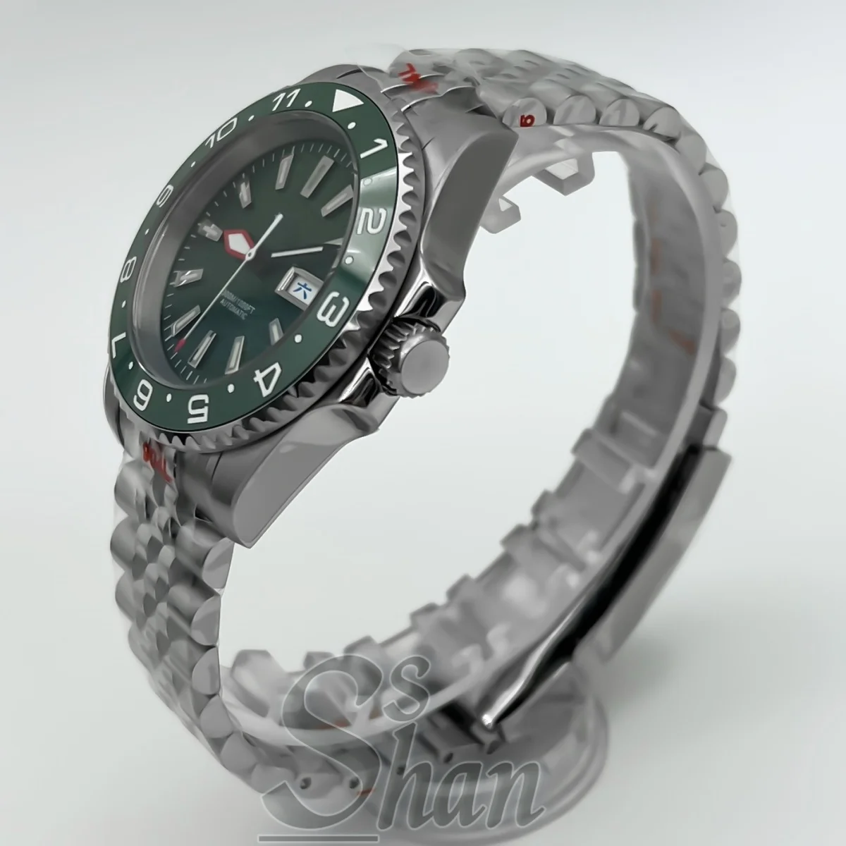 تتميز ساعة أوتوماتيكية فاخرة للرجال NH36 40 ملم بزجاج الياقوت وإطار سيراميك دوار أحادي الاتجاه ونوافذ عرض مزدوجة التاريخ #5