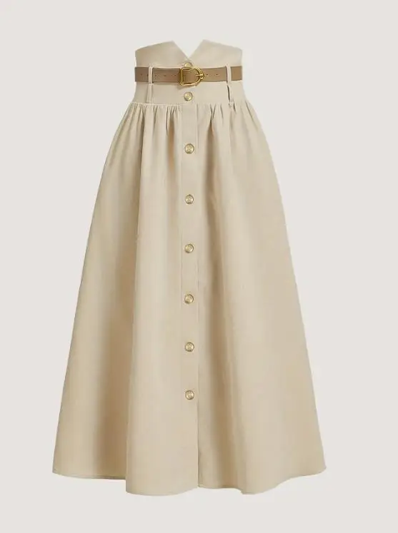 2026 Frühjahr/Sommer Neue Damenmode Lässiger Faltenrock, A-Linie mit großem Boden, Gürtelband, halber Rock Damenbekleidung