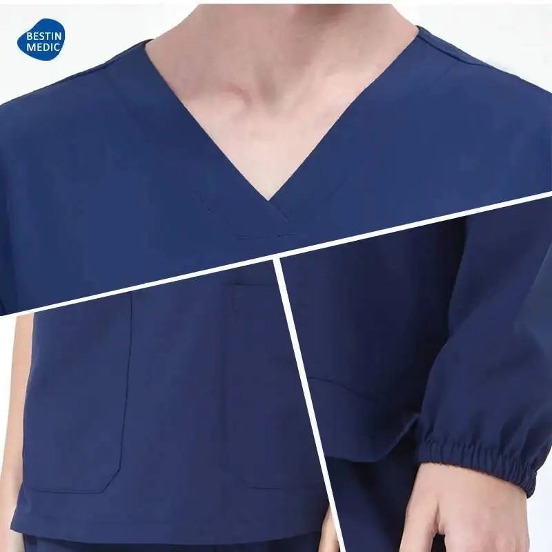 Men S Scrubs Set Doctor Nursing Uniforms Medical Hospital Work Suits Dental Clinical Sanitary Outfit Quick Dry Way Stretch S
